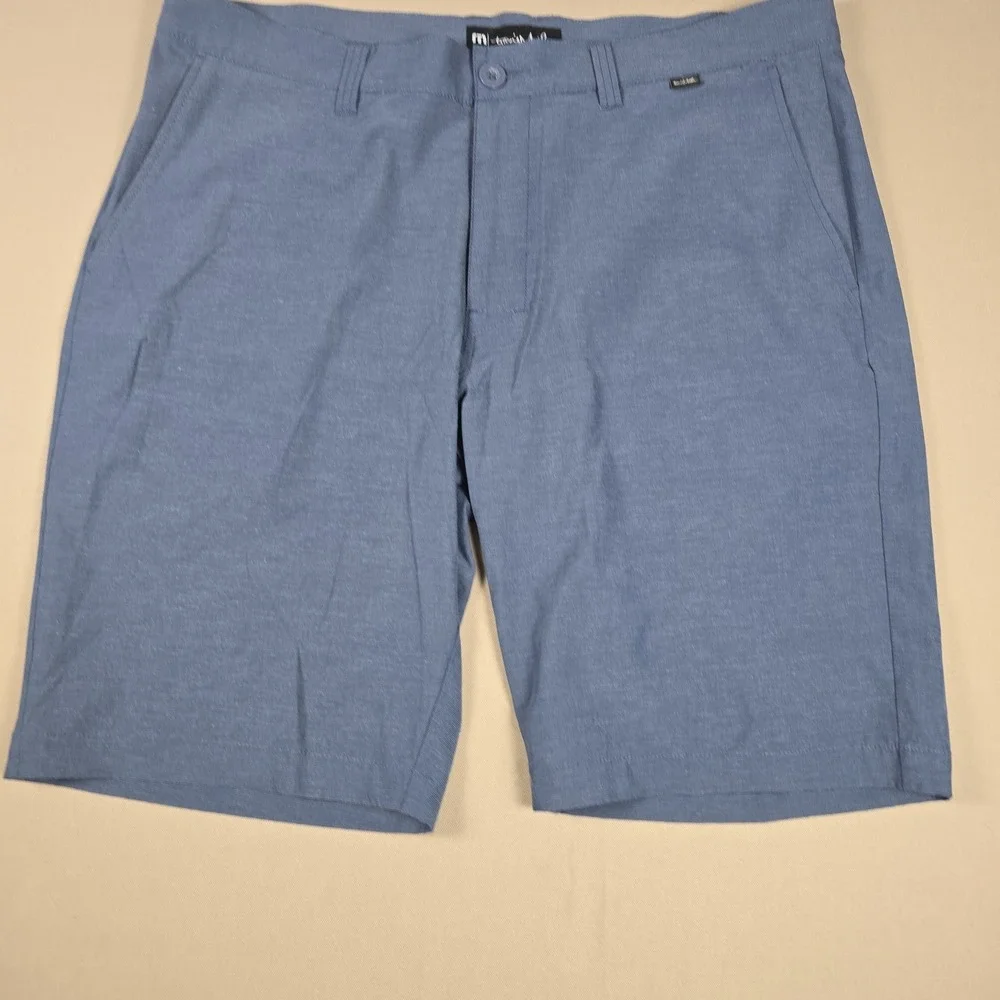 Travis Mathew Beck Chino Golf Shorts Mens 36 Blue Flat Performance Tech Blend